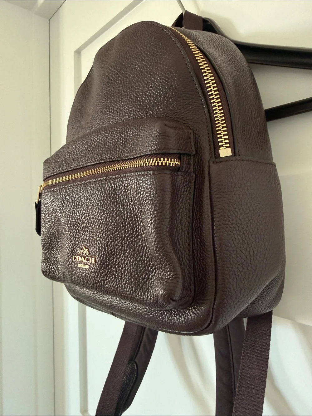 Coach Mini Charlie Backpack Burgundy Pebbled Leather Gold Hardware Bag EUC